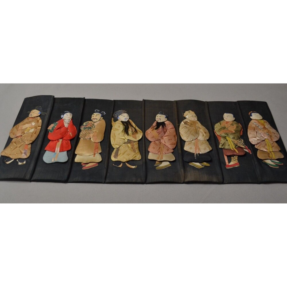 Vintage 8 Lucky Shanghai Vintage Chinese Silk Hand Embroidery 9.5” x 21.5”